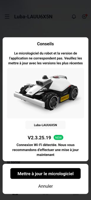 appli mammotion mise à jour
