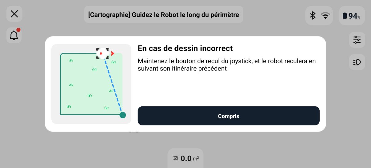 appli mammotion cartographie dessin incorrect