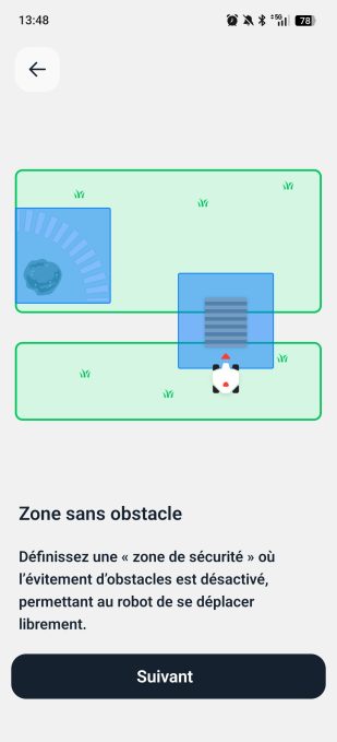 appli mammotion zone sans obstacles