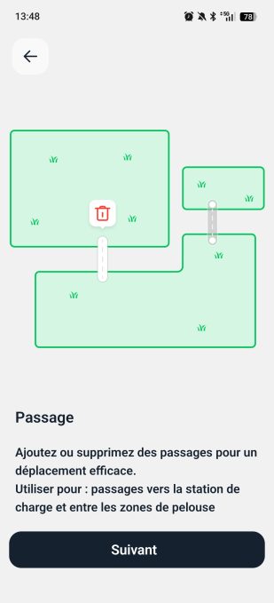 appli mammotion zone passage