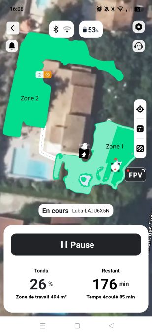 appli mammotion tonte en temps réel carte