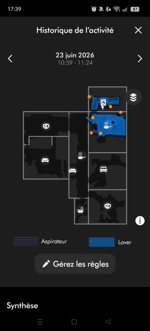 appli mydyson historique de l'activité