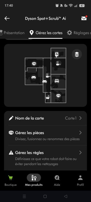 appli mydyson gérer les cartes