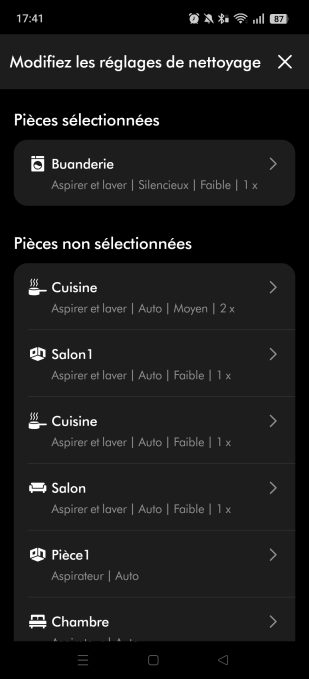 appli mydyson réglages de nettoyage