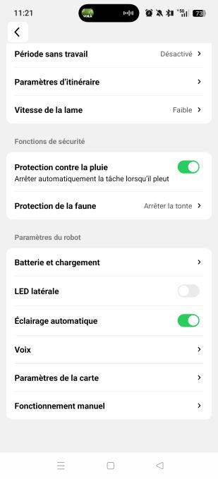 appli mammotion réglages généraux