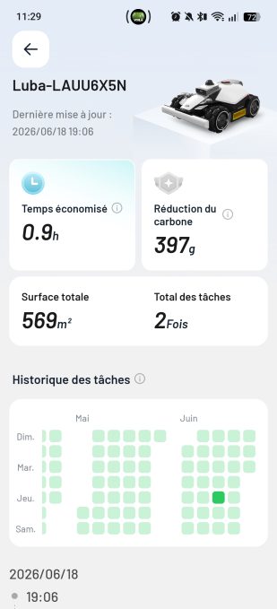 appli mammotion rapports de tonte