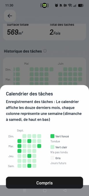 appli mammotion calendrier des tâches