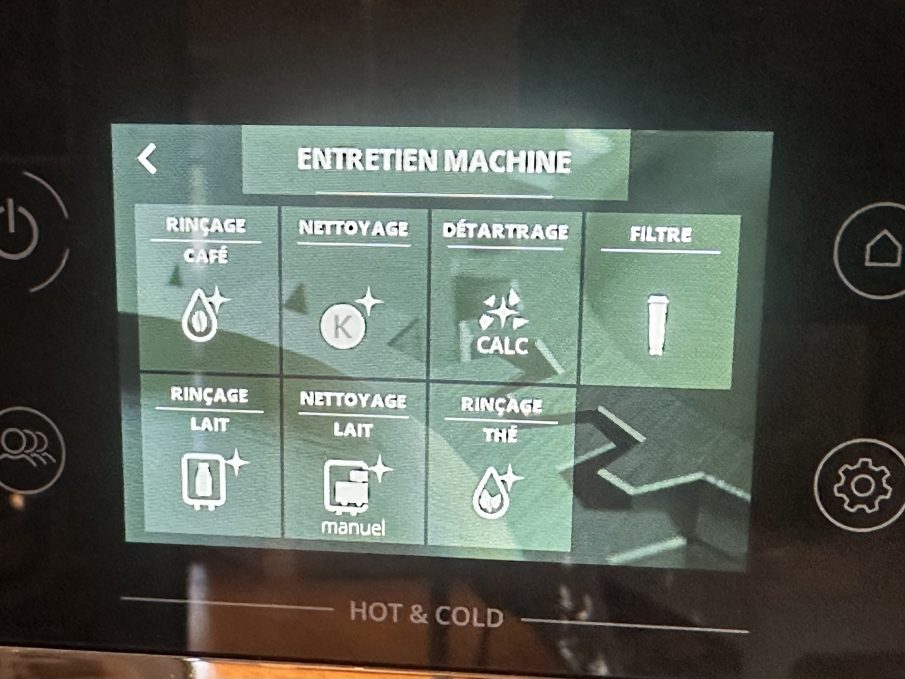 fonctions entretien Krups Intuition Experience Hot&Cold