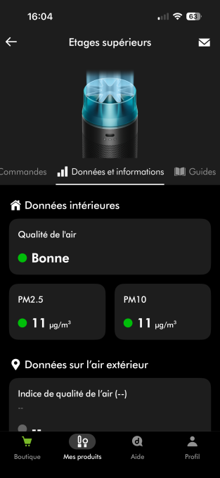 application mobile Dyson HushJet HJ10 - statistiques