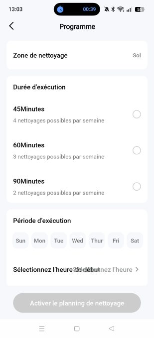 appli aiper réglage nettoyage