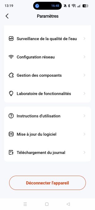 appli aiper paramètres généraux