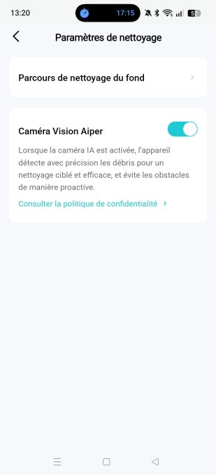 appli aiper paramètres de nettoyage