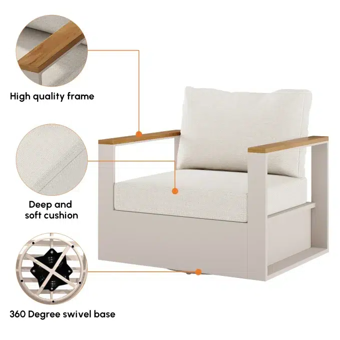 fauteuil pivotant Homary Tevara details points forts