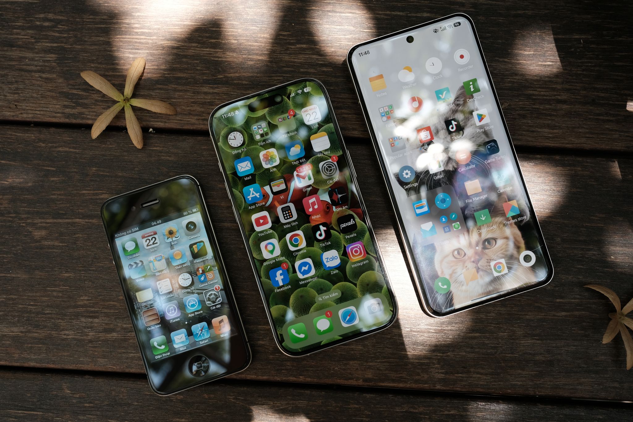 Plusieurs téléphones au soleil