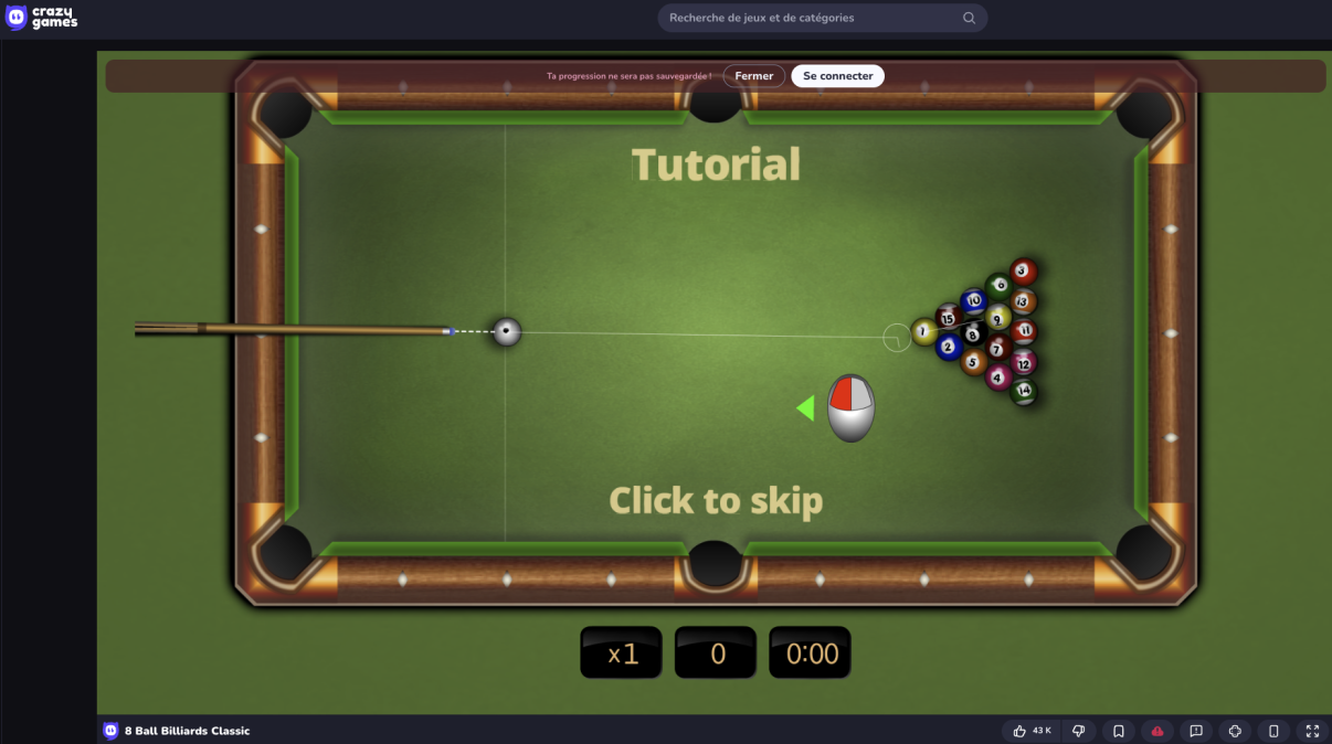 jouer a 2 en ligne au billard meme pc
