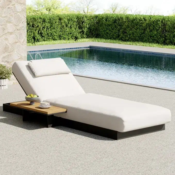 transat de jardin en aluminium Homary Tevara gris et blanc
