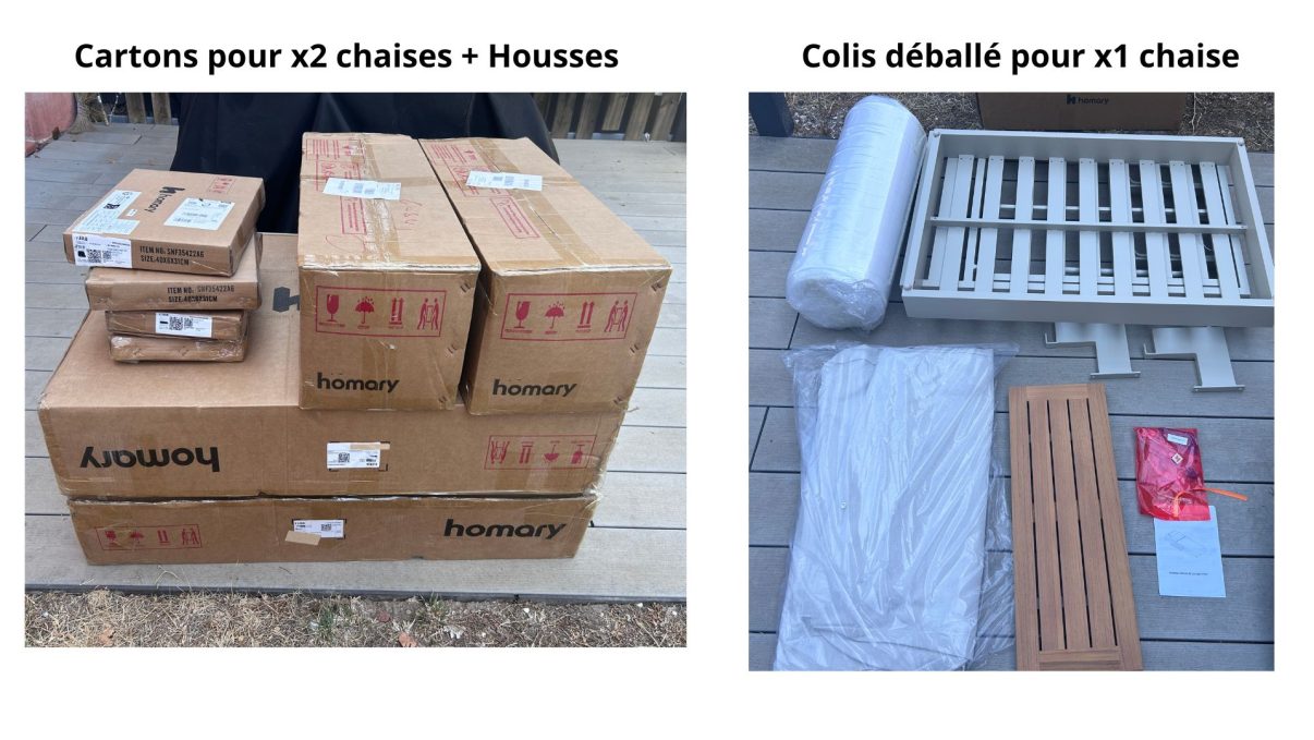 unboxing transat de jardin en aluminium Homary Tevara