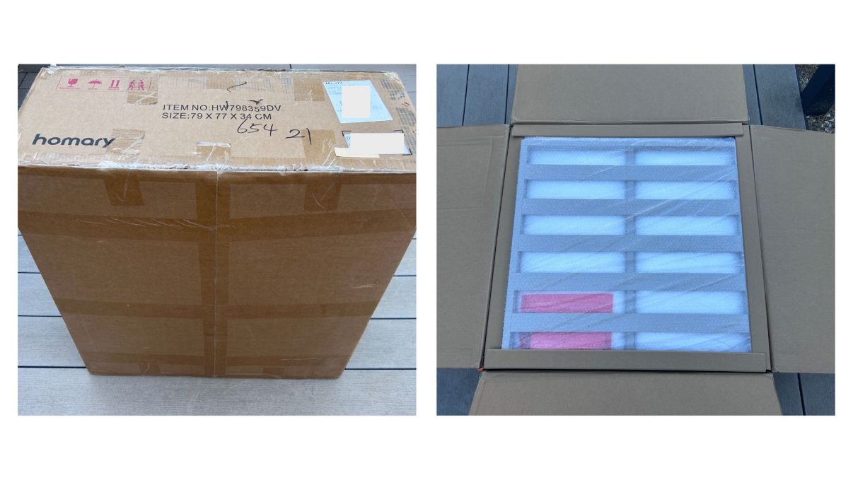 colis packaging fauteuil homary tevara