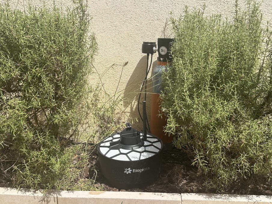 Biogents AERO TRAP plus et bouteille co2 caché dans vegetation