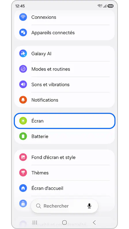 Activation du Privacy Display via le menu Écran