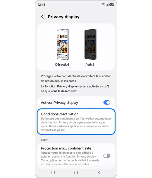 Conditions du Privacy Display (2)