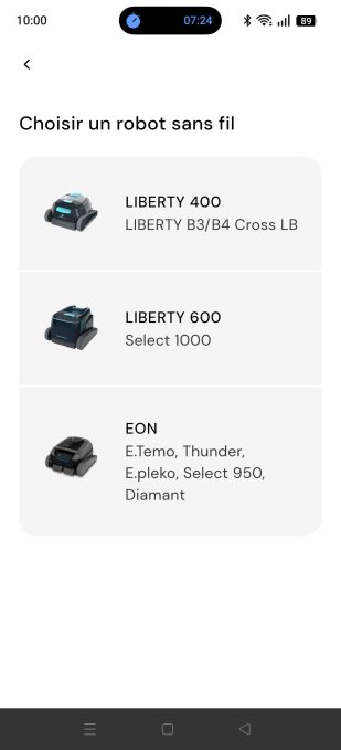 appli maytronics choix modèle