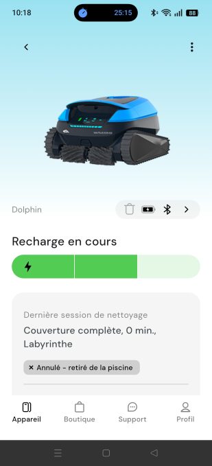 appli maytronics recharge en cours