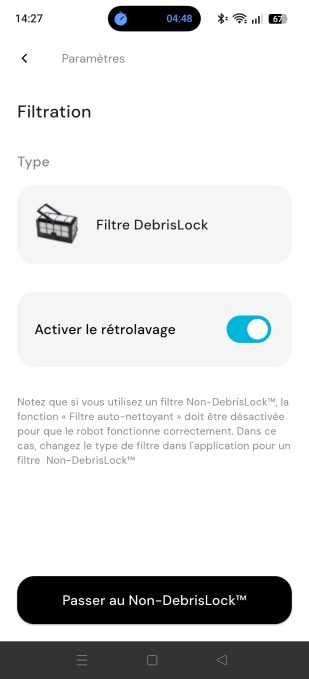 appli maytronics filtre avancé