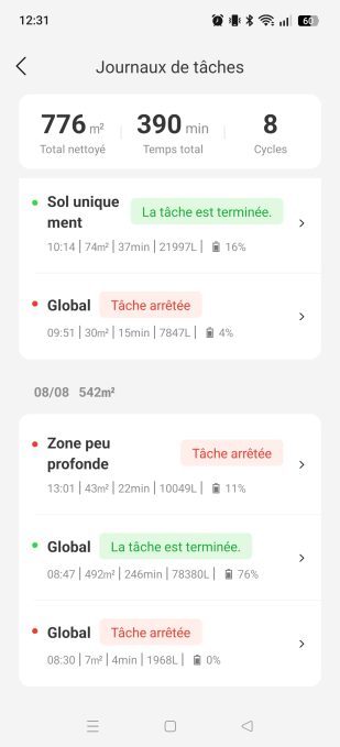 MOVAhome tâches journal
