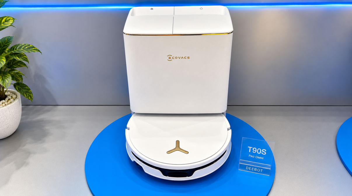 Ecovacs T90S Pro Omni sur un présentoir