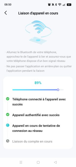 Appli Aiper liaison d'appareil