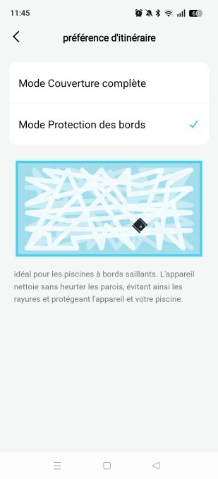 Appli Aiper mode protection des bords