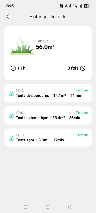 appli terramow historique de tonte