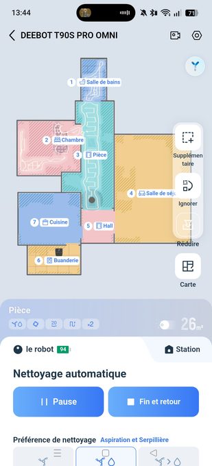 appli ecovacs nettoyage en cours