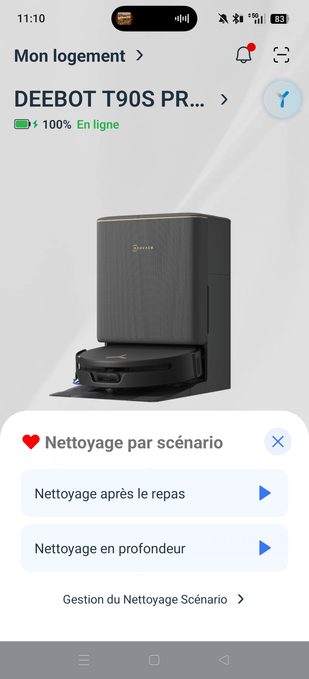 appli ecovacs scénarios raccourcis