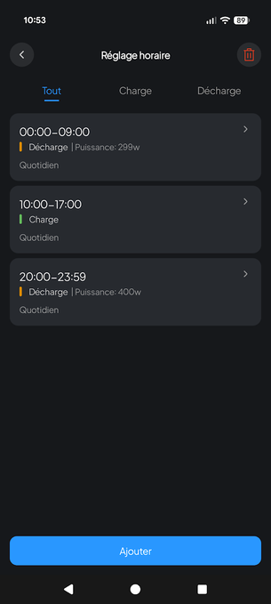 app bluetti balco transfer hub reglages horaire