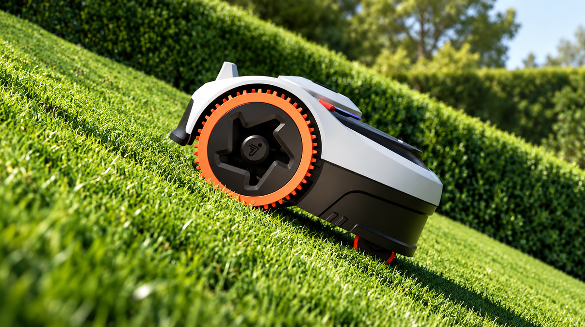 Tondeuse robot Navimow i205 sur pente verdoyante